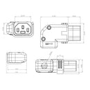 IEC Lock C13 Connector Right Angle