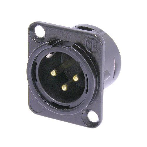 Neutrik NC3MD-L-B-1 - XLR 3 Male Chassis Black/Gold
